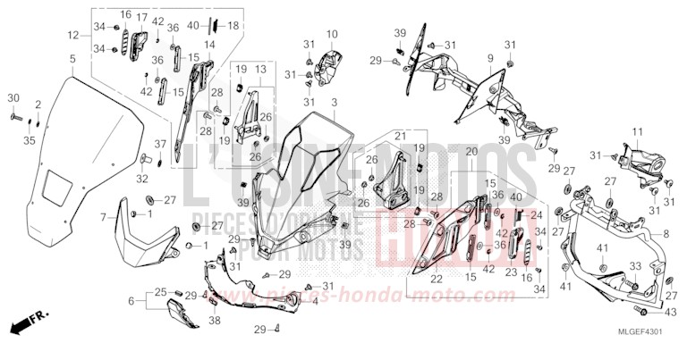 GAINE DE PROTECTION AVANT (CRF1100A2/A4/AL2/D2/D4/DL2/DL4) de Africa Twin PEARL GLARE WHITE (NHB53H) 2023